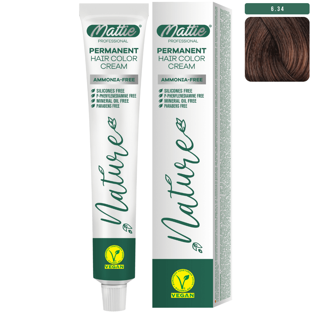 Mattie Professional Nature (6.34) Donkerblond Goudkoper - Vegan Permanente Haarkleurcrème 60ml
