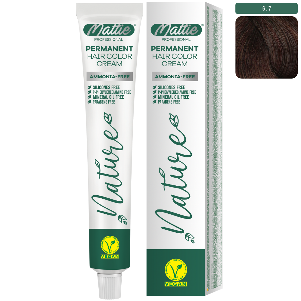 Mattie Professional Nature (6.7) Chocoladebruin - Vegan Permanente Haarkleurcrème 60ml