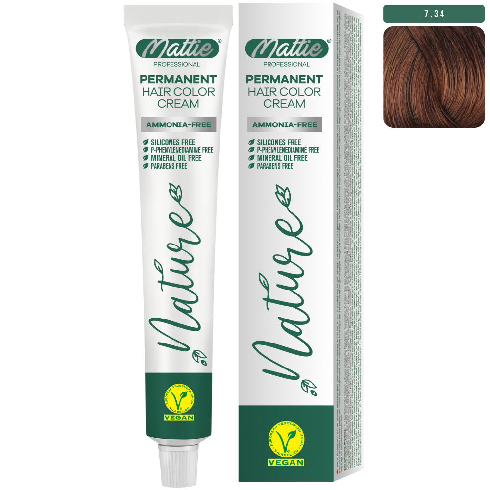 Mattie Professional Nature (7.34) Amber Blond - Vegan Permanente Haarkleurcrème 60ml
