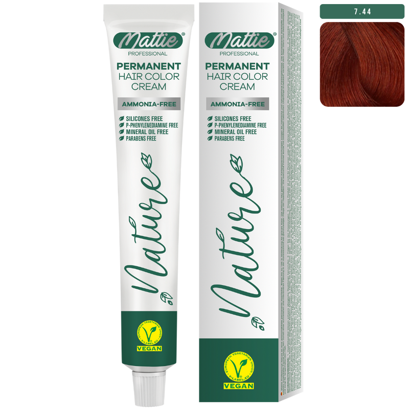 Mattie Professional Nature (7.44) Intens Koper  - Vegan Permanente Kleurcrème 60ml