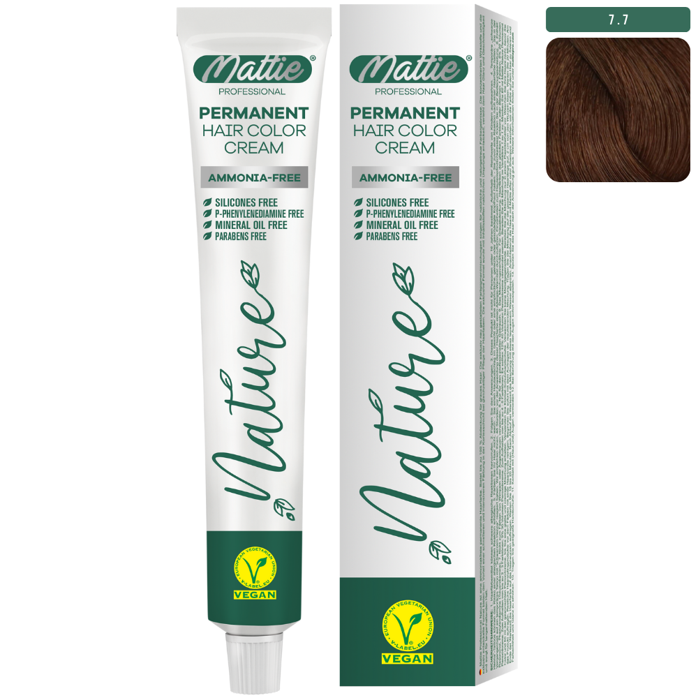 Mattie Professional Nature (7.7) Licht Chocoladebruin - Vegan Permanente Haarkleurcrème 60ml