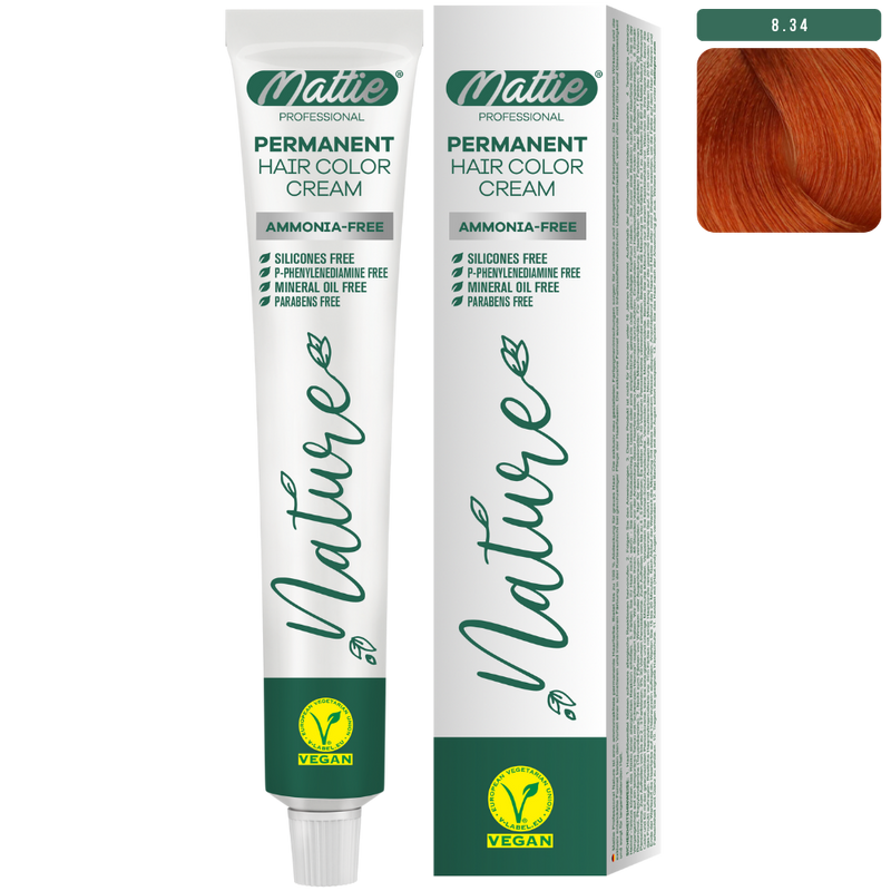 Mattie Professional Nature (8.34) Lichtblond Goud Koper  - Vegan Permanente Kleurcrème 60ml