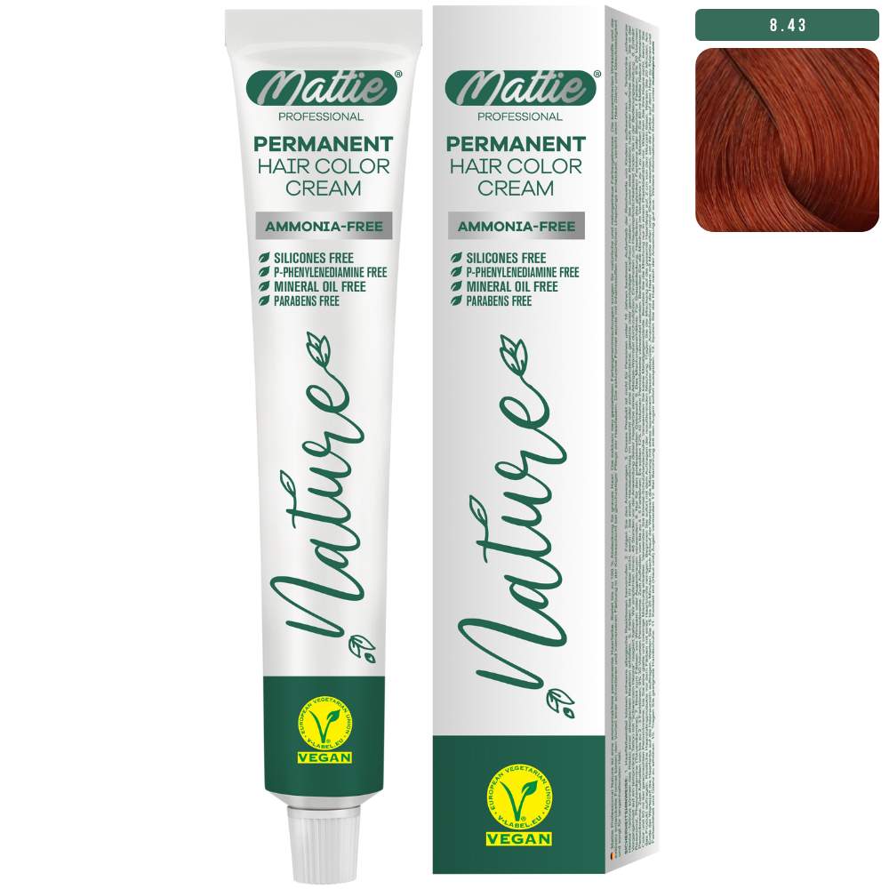 Mattie Professional Nature (8.43) Honey Foam - Vegan Permanent Hair Color Cream 60ml