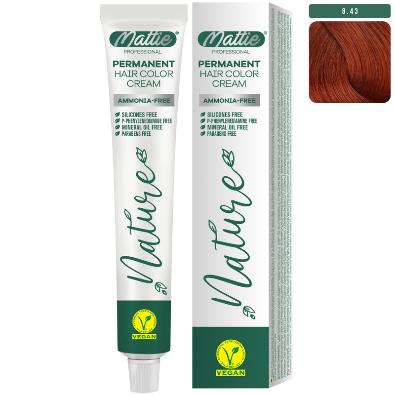 Mattie Professional Nature (8.43) Honingschuim  - Vegan Permanente Kleurcrème 60ml