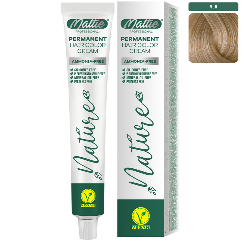 Mattie Professional Nature (9.0) Intens Zeer Lichtblond - Vegan Permanente Kleurcrème 60ml