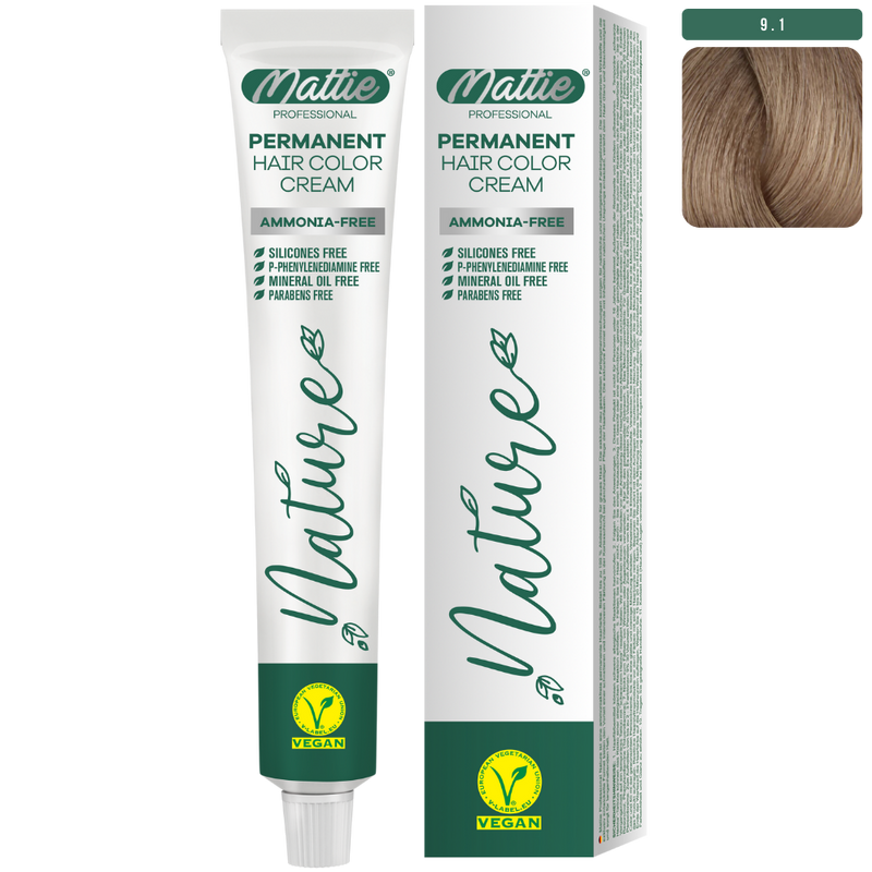 Mattie Professional Nature (9.1) Zeer Licht Asblond - Vegan Permanente Kleurcrème 60ml