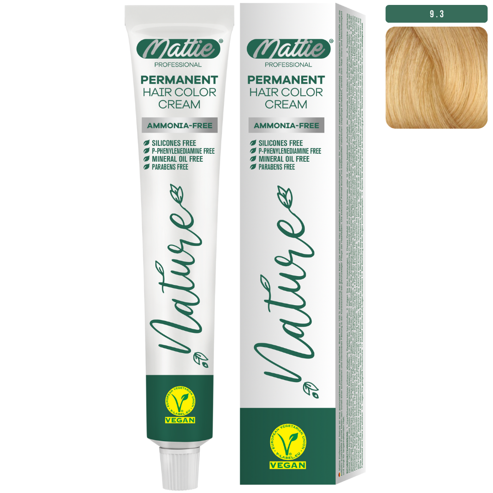 Mattie Professional Nature (9.3) Licht Goudblond - Vegan Permanente Haarkleurcrème 60ml