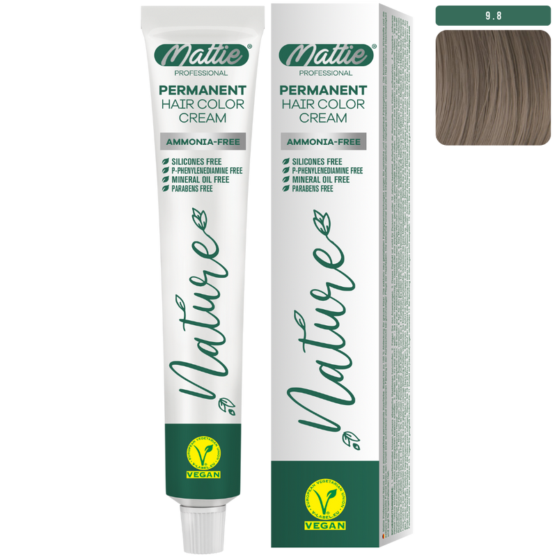 Mattie Professional Nature (9.8) Zeer Lichtblond Zandbeige  - Vegan Permanente Kleurcrème 60ml